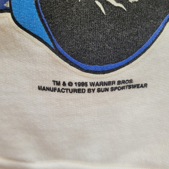 Vintage 90s Happy Halloween Tweety Crewneck Sweatshirt 2X 20w Witch White '95 - Picture 5 of 7